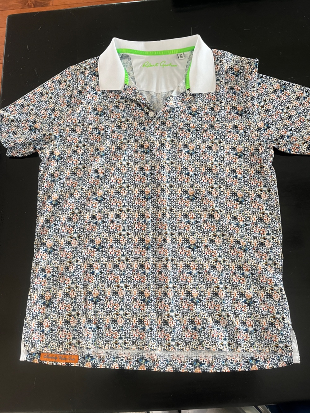 Robert Graham Men's Short Sleeve Floral Print Polo - White, Navy, Orange